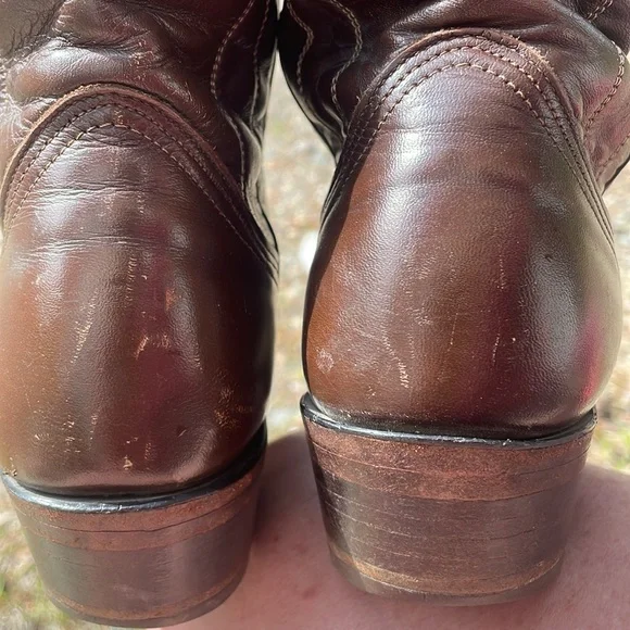 Nocona Boots Justin Western cowgirl leather brown pull on Boot size 6 1/2 - Picture 12 of 13